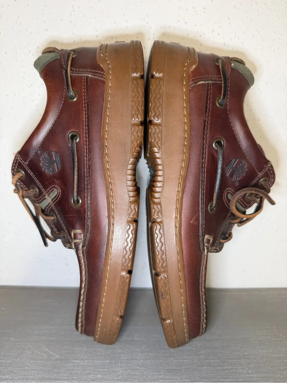 Vintage Timberland Rare USA Made Boat Shoes Burgundy Brown Leather Sz 7.5 M